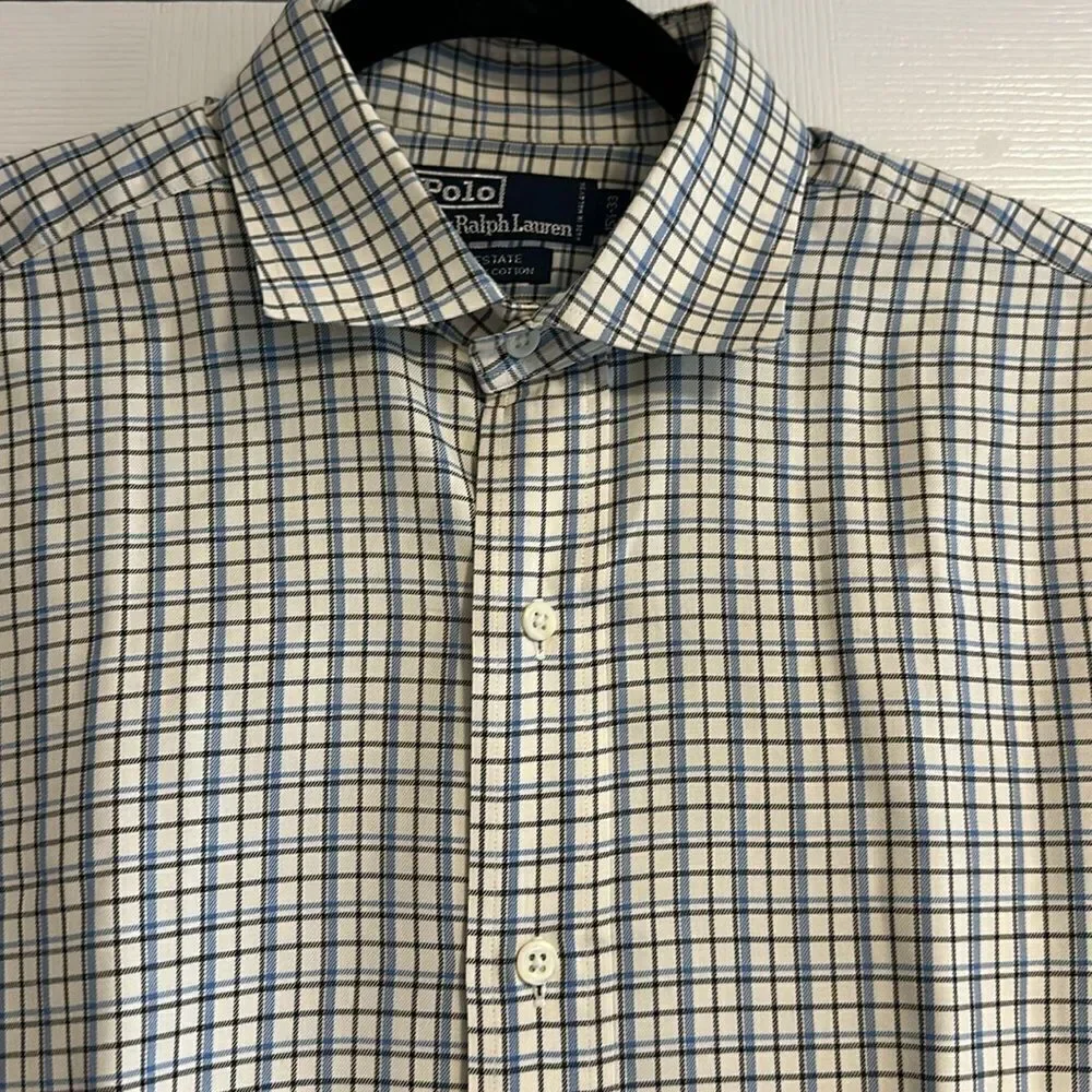POLO Ralph Lauren Black, White & Blue Estate Checkered Button Down Shirt